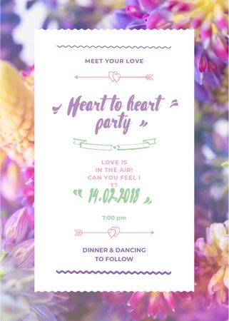 Party Invitation Purple Flowers Invitation Design Template