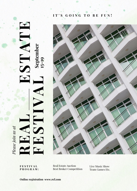 Real Estate Festival Announcement on Modern Building Invitation Tasarım Şablonu