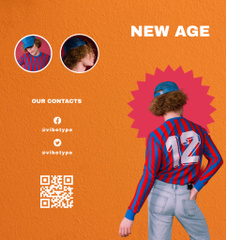 Fashion Ad with Stylish Guy in Sporty Shirt on Orange