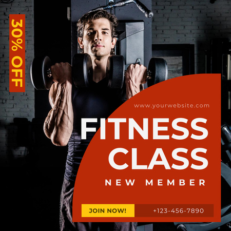 Fitness Club Promotions with Strong Man Instagram Design Template