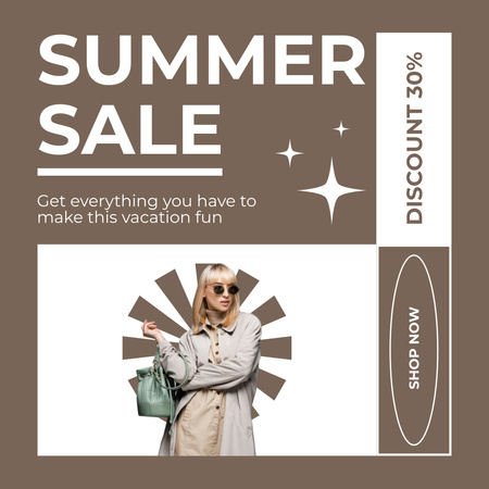 Neutral Brown Ad of Fashion Sale Instagram Design Template