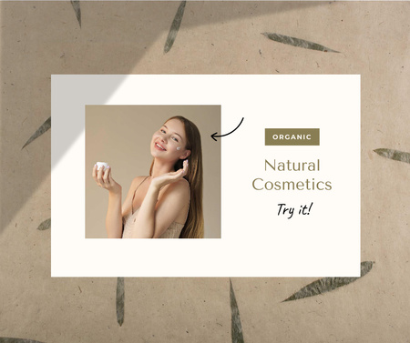Modèle de visuel Organic Cosmetics Offer with Girl using Cream - Facebook