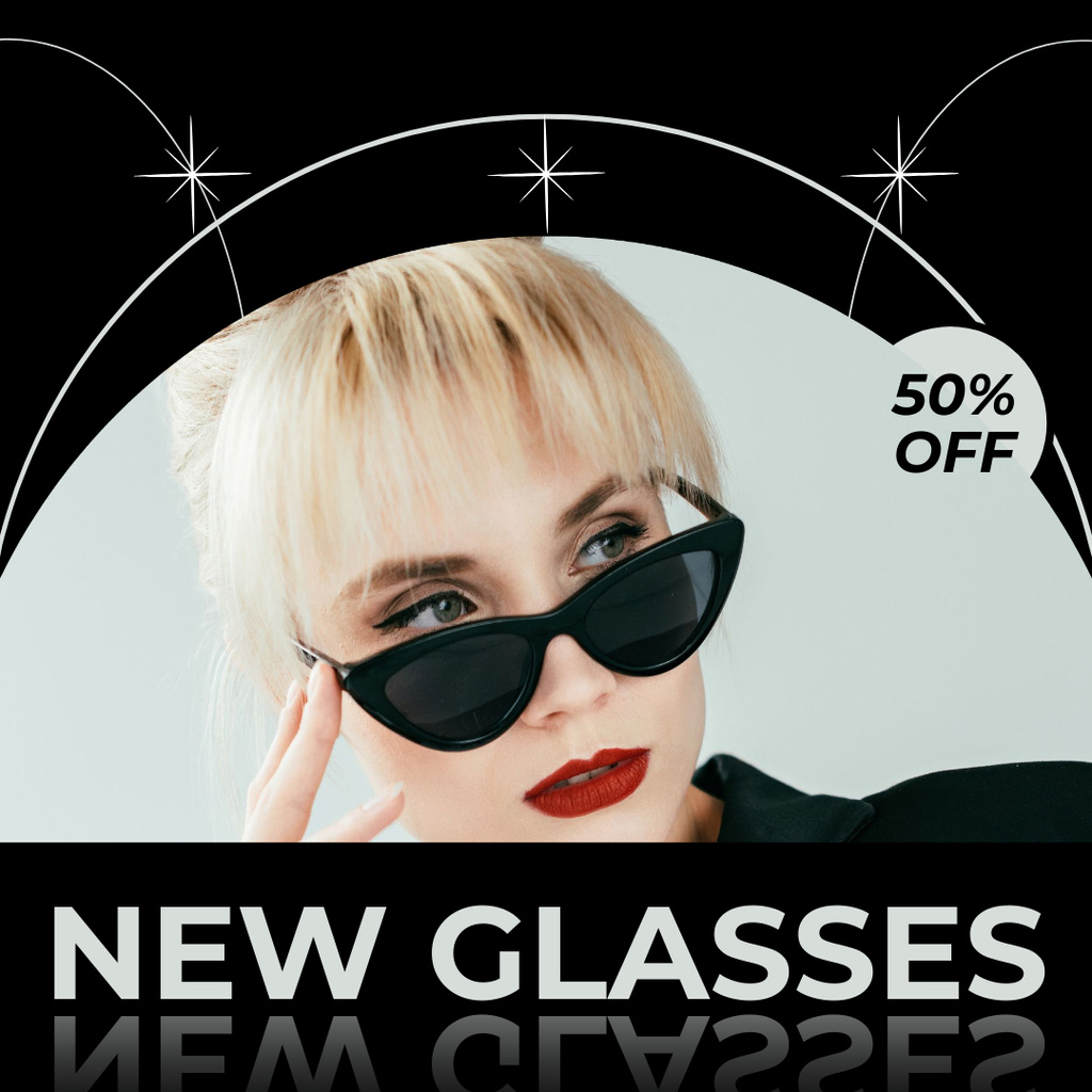 Sunglasses Collection Elegant Black Instagram Design Template