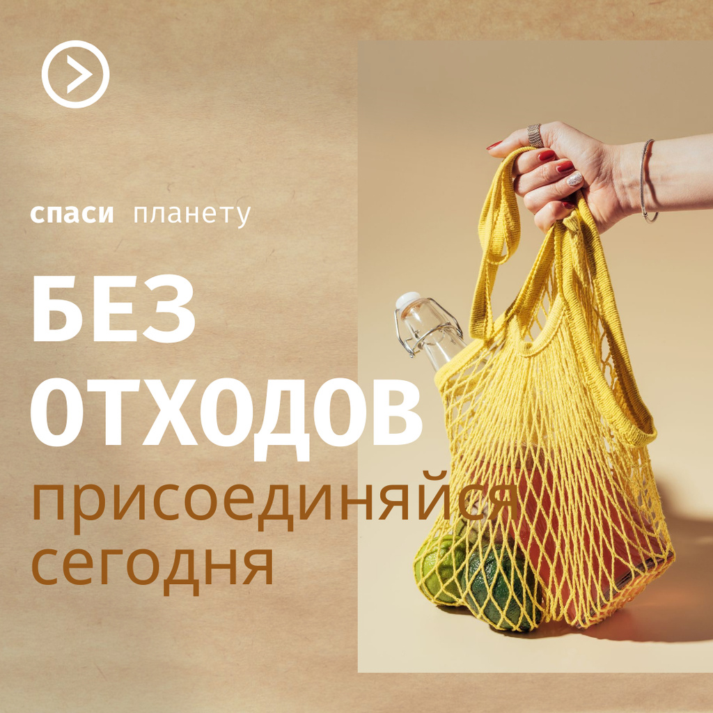 Zero Waste Concept with Fruits in Eco Bag Instagram – шаблон для дизайна