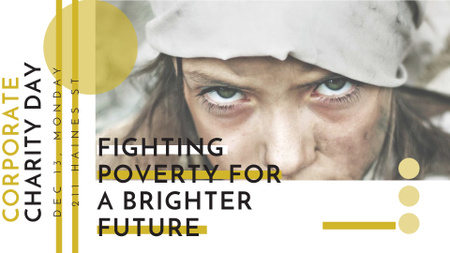 Poverty quote with child on Corporate Charity Day FB event cover Design Template