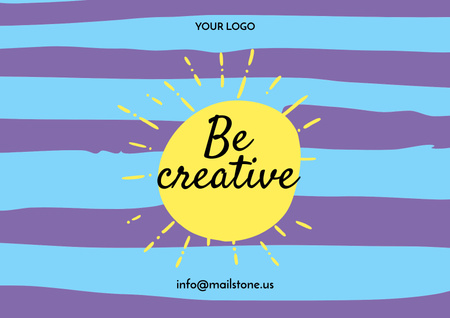 Будьте креативними цитатою з ілюстрацією сонця та хвиль Poster A2 Horizontal – шаблон для дизайну