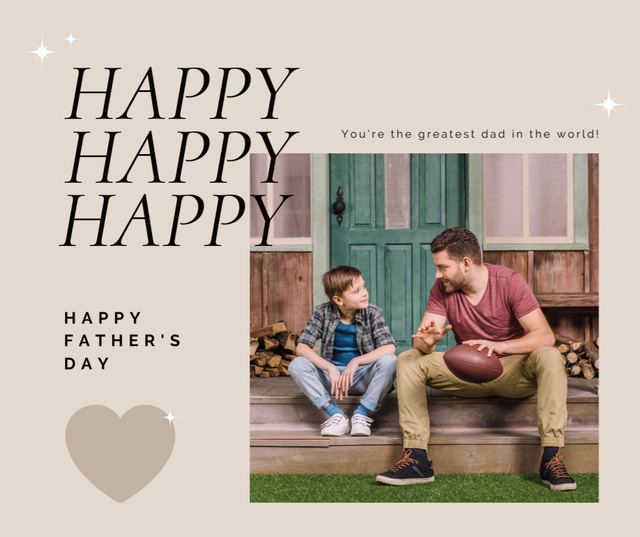 Plantilla de diseño de Father's Day Greeting with Dad and Son Facebook 