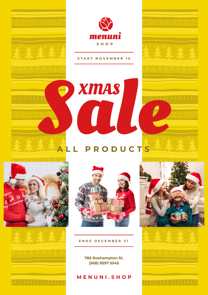 Xmas Sale of All Products Poster Design Template