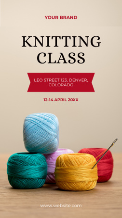 Knitting Class With Yarn Announcement Instagram Story Design Template