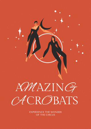 Ontwerpsjabloon van Poster van Circus Show Announcement with Acrobats