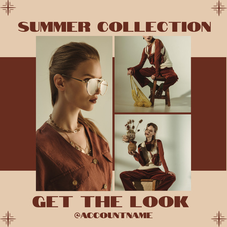 Summer Outfits Collection With Sunglasses Instagram Design Template