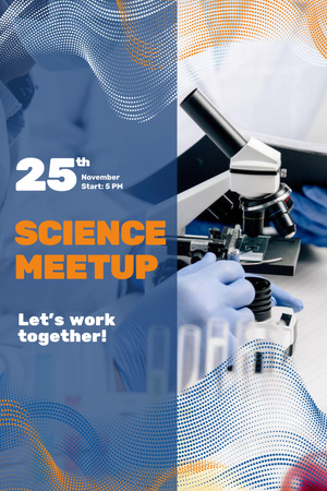 Science Meetup Announcement with Microscope Pinterest Design Template