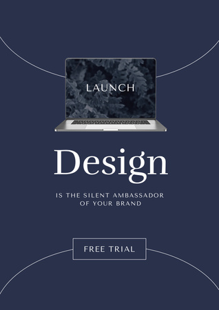 App Launch Announcement with Laptop Screen Poster – шаблон для дизайну