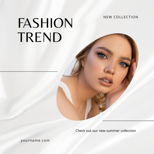 Fashion Trends Advertisement with Attractive Blonde Woman Instagram Design Template