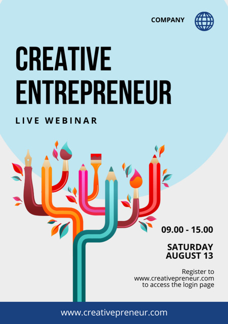 Live Webinar for Creative Entrepreneurs Flyer A7 Modelo de Design