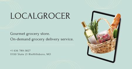 Grocery Store Ad with Food in Basket Facebook AD Design Template
