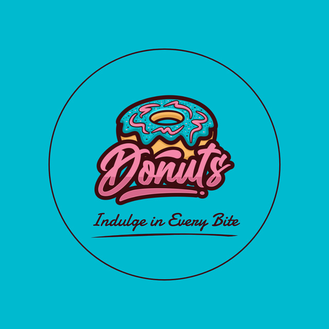 Appetizing Donut Shop Emblem Animated Logoデザインテンプレート