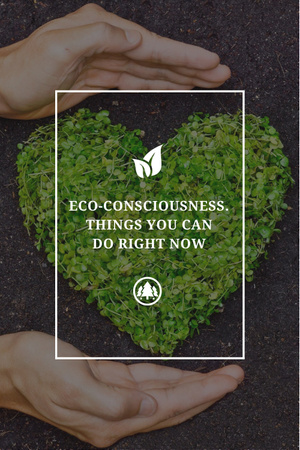 Eco-Consciousness Concept with Fresh Green Heart Pinterest Design Template