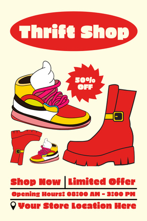 Pre-owned shoes retro illustrated red Pinterestデザインテンプレート