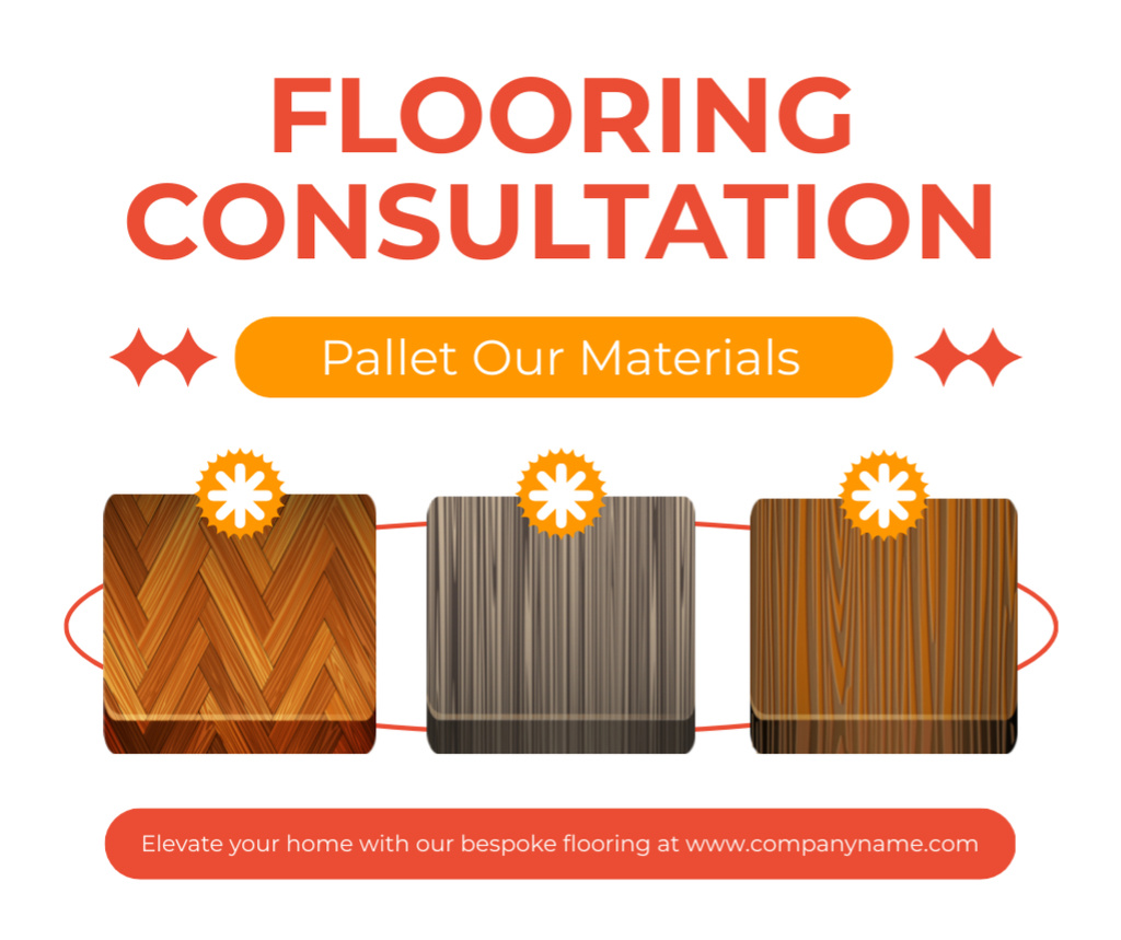 Ontwerpsjabloon van Facebook van Services of Flooring Consultation with Palette of Materials