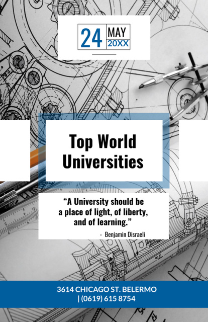 Universities Guide with Blueprints with Text Flyer 5.5x8.5in Tasarım Şablonu