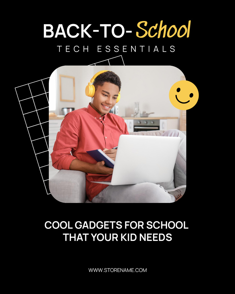 Back-to-School Essentials Discount Ad on Black Poster 16x20in – шаблон для дизайну