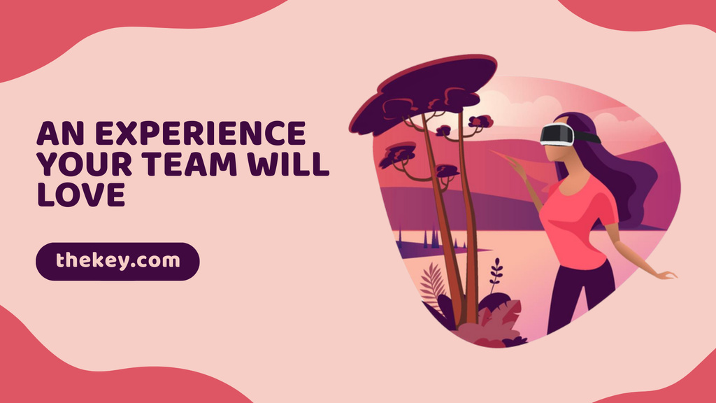 Illustration of Woman in Virtual Reality Glasses FB event cover Design Template