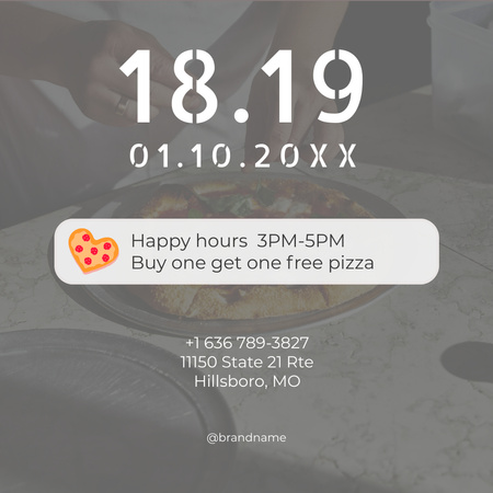 Invitation to Happy Hours for Pizza Instagram – шаблон для дизайну
