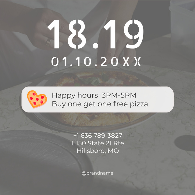 Invitation to Happy Hours for Pizza Instagram Design Template