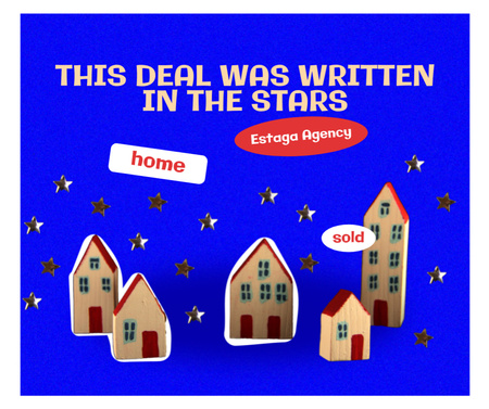 Ontwerpsjabloon van Facebook van grappige grap over real estate deal