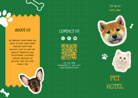 Plantilla de diseño de Oferta de Pet Hotel en Green Brochure 