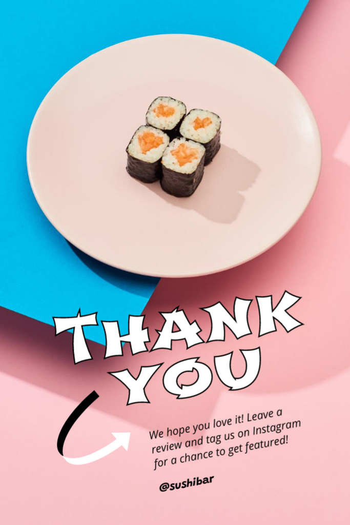 Sushi Bar's Gratitude Postcard 4x6in Vertical Design Template