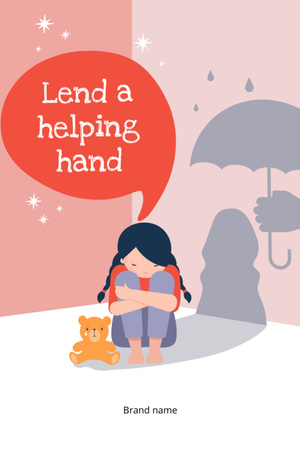 Motivation of Lending Helping Hand with Girl Postcard 4x6in Vertical Design Template