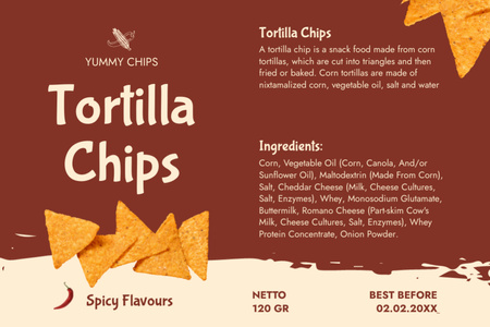 Tortilla chips kiskereskedelem Label tervezősablon