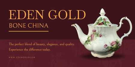 Classic Bone China Teapot Offer Twitter Design Template