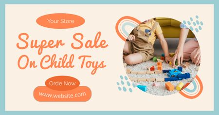 Super Sale Announcement on Toys for Children Facebook AD Design Template