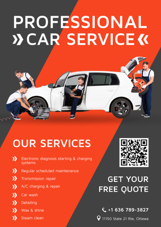 Offer of Professional Car Service Poster Design Template
