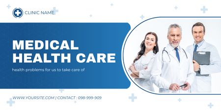 Medical Healthcare Services with Professional Doctors Twitter Design Template