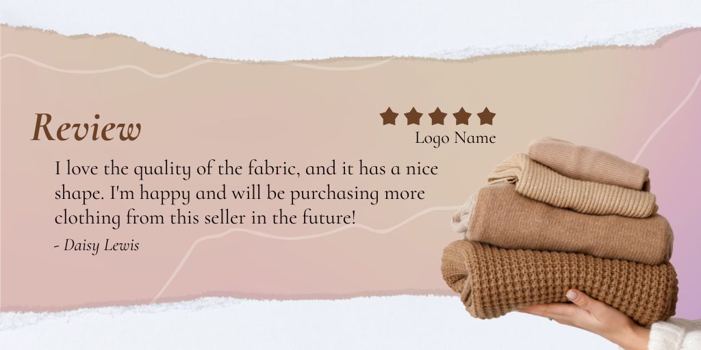 Ontwerpsjabloon van Twitter van Review about Clothing Fabric Quality