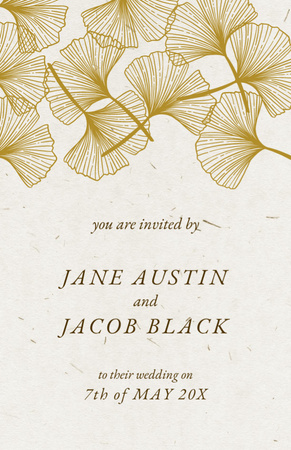 Wedding Day Announcement With Flowers Illustration Invitation 5.5x8.5in Design Template