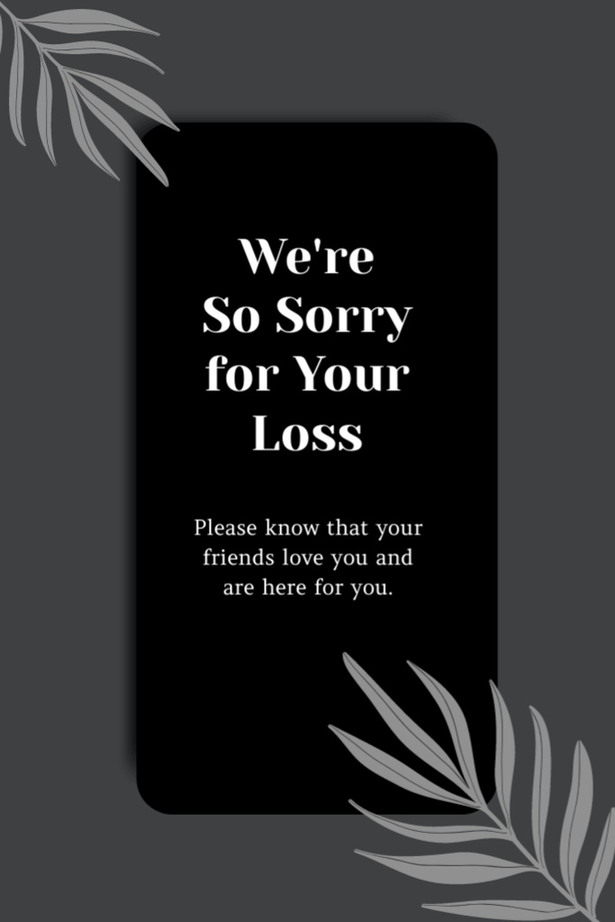 Szablon projektu Sympathy Words about Loss on Black and Green Postcard 4x6in Vertical
