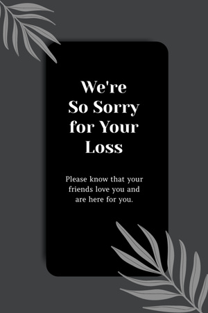 Sympathy Words about Loss on Black and Green Postcard 4x6in Vertical Design Template