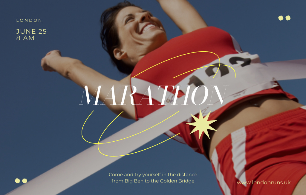 Running Marathon Announcement In Summer Invitation 4.6x7.2in Horizontal – шаблон для дизайна