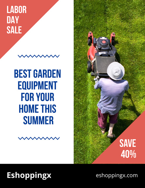 Modèle de visuel Lovely Garden Equipment On Labor Day Sale Offer - Poster 8.5x11in