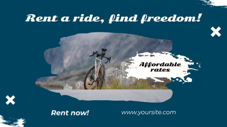 Oferta de aluguel de bicicleta acessível com slogan Full HD video Modelo de Design