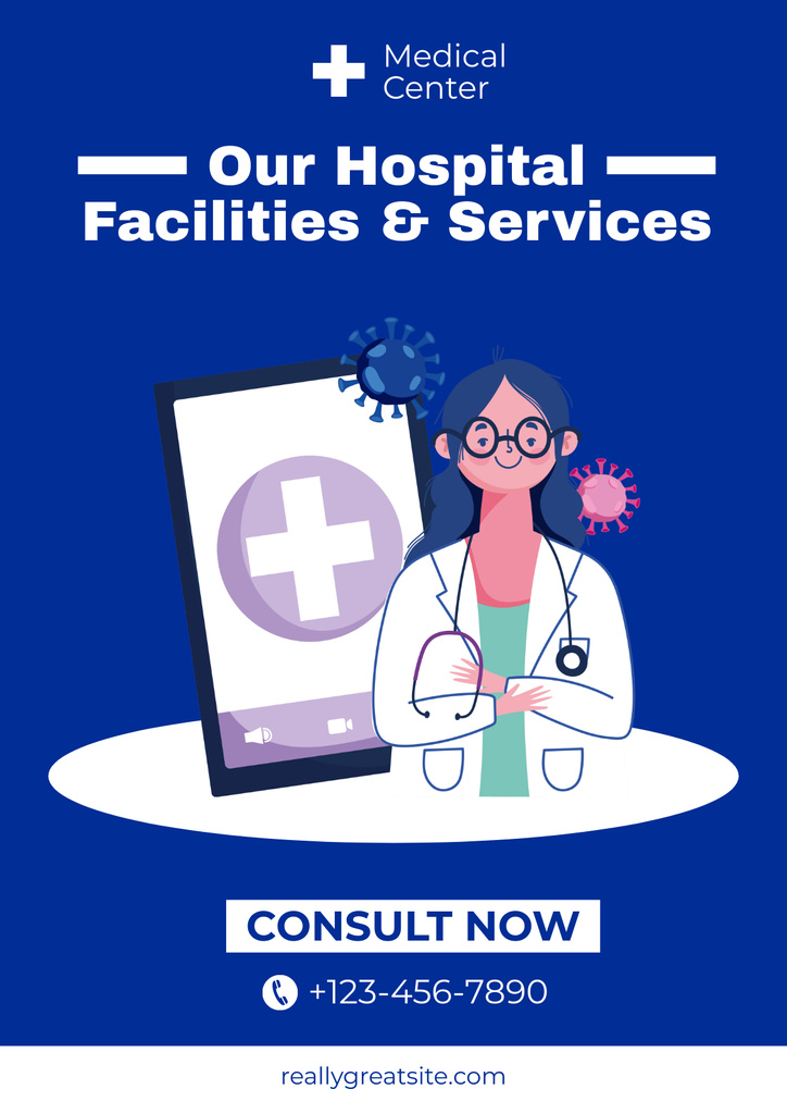 Facilities and Services of Hospital Poster Design Template