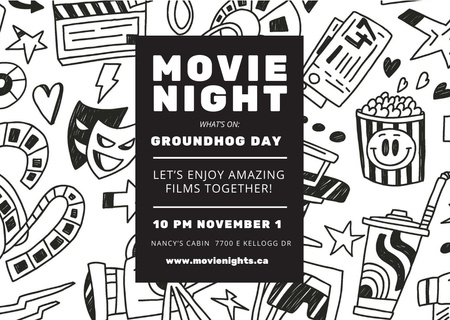 Movie night event Announcement Card Modelo de Design