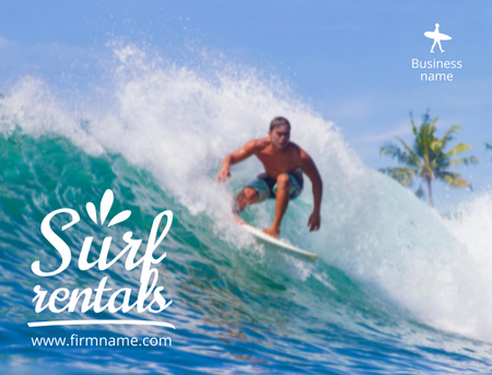 Surf Rentals Offer Postcard 4.2x5.5in Design Template