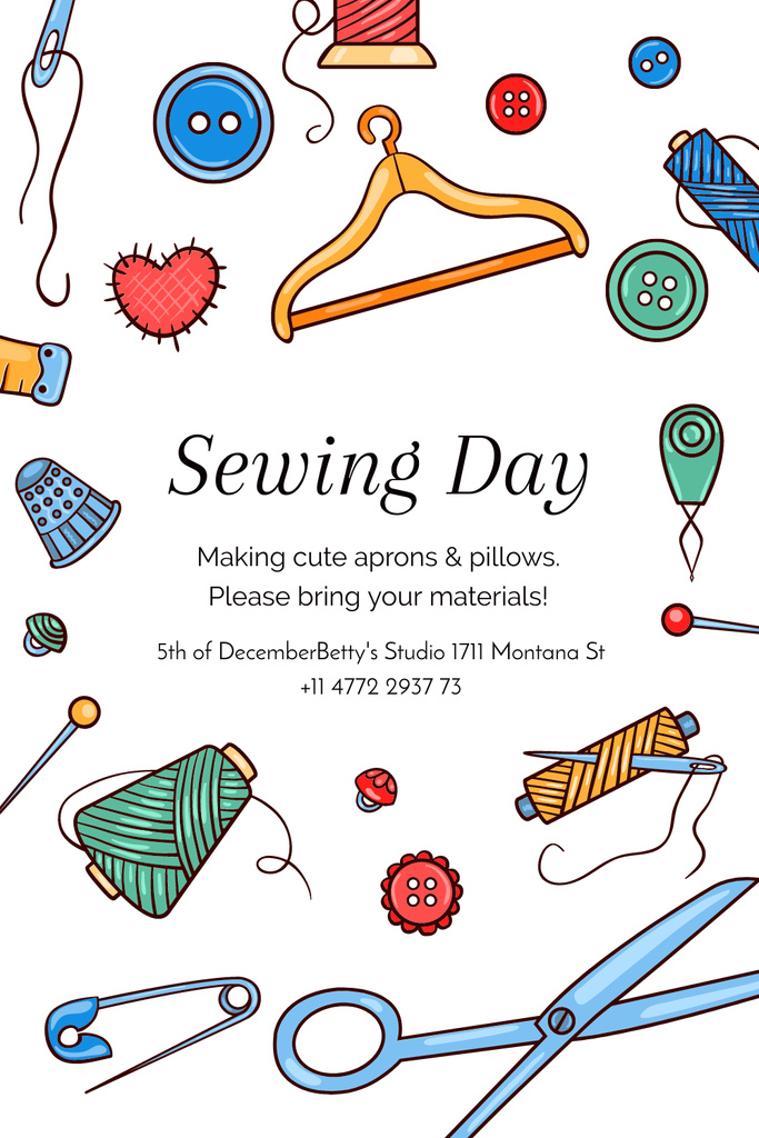 Sewing day event Pinterest Šablona návrhu