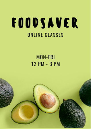 Nutrition Classes Announcement with Green Avocado Flyer A7 Design Template